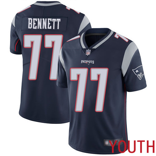 New England Patriots Football #77 Vapor Limited Navy Blue Youth Michael Bennett Home NFL Jersey->new england patriots->NFL Jersey